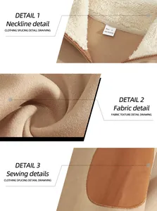 Detailed views of men's half-zip sweatshirt showing neckline, fabric, and sewing quality.