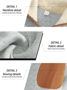 Macro detail of neckline, fabric texture and sewing on men's vintage sweatshirt