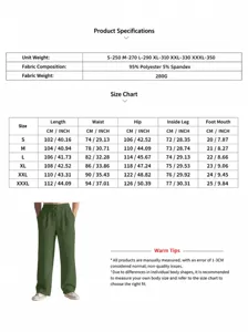 Detailed size chart and fabric composition for men's loose straight-leg casual pants