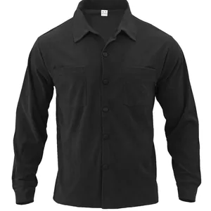 Men's heavyweight solid color corduroy shirt with long sleeves and chest pockets