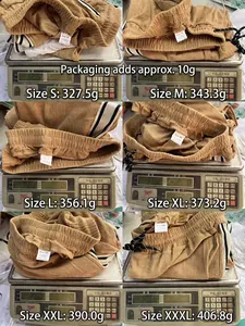 Weight details of men's brown corduroy loose straight casual pants across various sizes