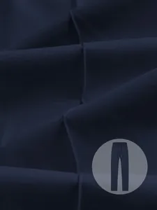 Detailed macro view of dark navy twill fabric texture and stitching on men's sweatpants