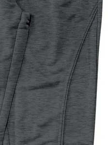 Macro view of charcoal gray joggers fabric showing fine texture and stitching detail