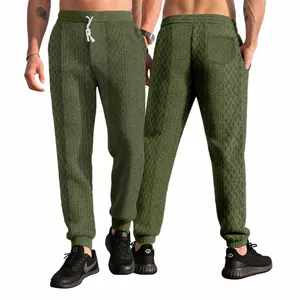 Pantaloni da Jogging Casual da Uomo in Jacquard Traspirante a Gamba Dritta Con Coulisse per Moda Estiva all'Aperto Parte Inferiore