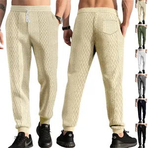 Pantaloni sportivi jacquard uomo estivi larghi e traspiranti con coulisse vita