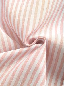 Close-up of vintage pink and white striped fabric texture on a casual men's shirt