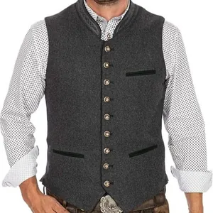 Men's Slim Fit Wedding Suit Vest V-Neck Polyester Waistcoat Groomsman Formal Business Style Embroidered Top For Banquet Ceremony