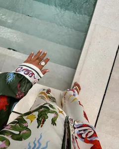 Ensemble bohème chemise à manches longues en lin imprimé et pantalon large pour femmes