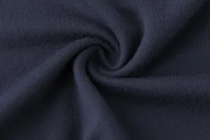 Detailed macro view of soft navy blue cotton jersey fabric texture for women's tank top