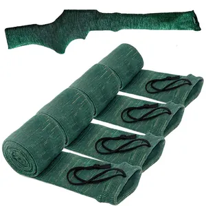Detail showing multiple rolled-up gun socks and one applied to a rifle silhouette for fit check