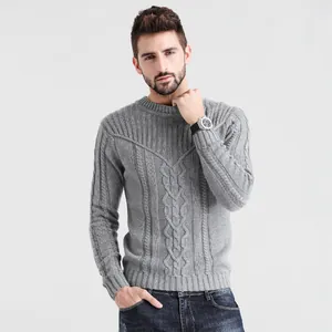 Maglione da Uomo Slim Fit Girocollo in Maglia a Trecce Manica Lunga Pullover in Acrilico Invernale Casual Moda Jacquard Top