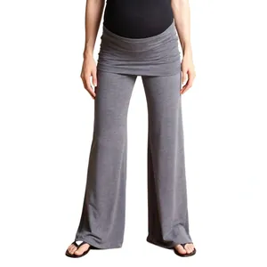 Comfortable grey wide-leg yoga pants with loose fit for lounge and casual wear