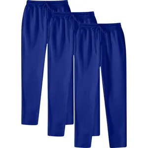 Three pack of men's royal blue casual joggers featuring elastic drawstring waistband