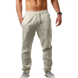 Men's breathable cotton linen loose casual trousers perfect for summer activities