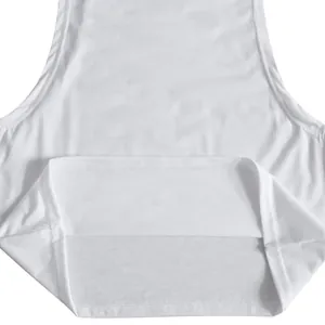 Detail shot of the high-quality stitching and breathable fabric of the white quick-dry tank top.