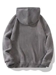 Vue arrière détaillée d'un sweat à capuche en polaire corail gris pour hommes