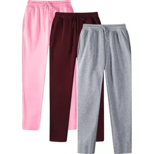 Macro view of three different colors of men's fleece-lined straight sweatpants
