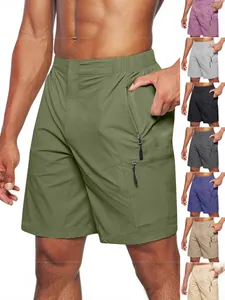 Pantalones Cortos Cargo para Hombre Verano Multi-bolsillo Cremallera Secado Rápido Cintura Elástica Aire Libre Casual Deporte Entrenamiento Pantalón Corto