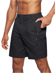 Pantalones cortos tipo cargo negros para hombre con múltiples bolsillos y cremallera