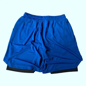 Short de course 2-en-1 bleu roi pour homme avec tissu mesh respirant et doublure noire