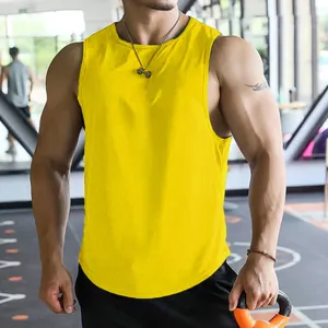 Professionelles gelbes Mesh-Schnelltrocknungs-Fitness-Tanktop für Herren zum Training