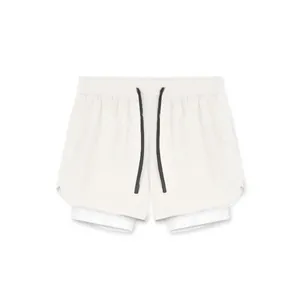 Pantalones cortos deportivos 2 en 1 para hombre con cordón y diseño de doble capa