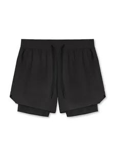 Short de sport double couche pour hommes séchage rapide pour la course et le fitness