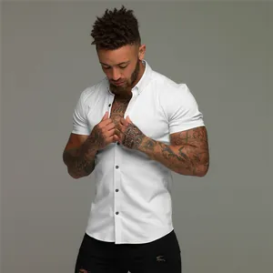 Slim fit white muscle shirt in breathable stretch fabric for athletic men