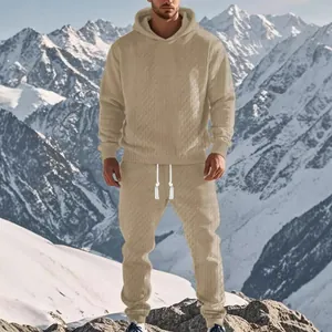 Completo da Uomo Felpa con Cappuccio Jacquard e Pantaloni Tuta Casual Manica Lunga Felpa e Pantaloni Sportivi Top e Bottom