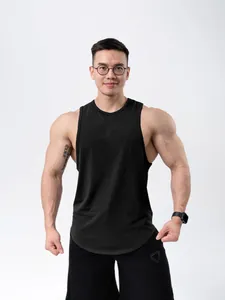 Men's cotton fitness tank top for bodybuilding, breathable workout muscle singlet