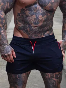Men's athletic black compression shorts for marathon running and gym workout training