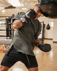 Pantalones cortos de doble capa para hombre para entrenamiento intenso de boxeo y gimnasio.