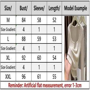 Size chart detail for a square neck long sleeve ribbed slim fit T-shirt for women