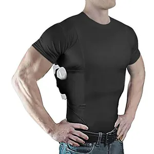 Concealed holster tactical t-shirt with high elastic fabric and round neck design