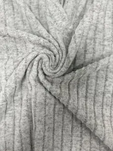 Close-up macro view showing the grey ribbed knit fabric texture of the women shirt