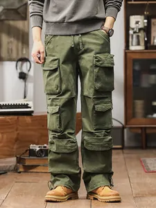 Amerikanische Vintage-Cargohose für Herren in Armeegrün mit vielen Taschen und lockerer Passform