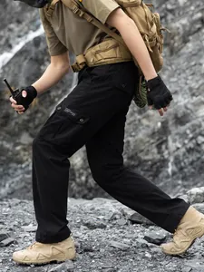 Men's loose techwear cargo pants with multi-pockets for outdoor hiking activities