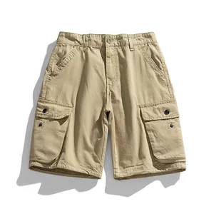 Pantaloncini Cargo in Cotone Estivi da Uomo Stile Coreano Multitasca Moda Casual Pantaloni Corti Dritti Larghi per Uso Quotidiano All'aperto