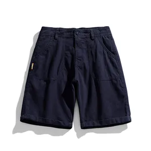 Men's retro navy cargo shorts in quick-dry cotton with loose fit and casual style design.