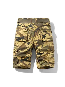 Short cargo camouflage pour homme avec ceinture militaire pour un look décontracté d'été