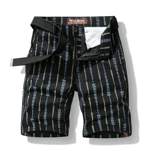Heren zomer cargo shorts met verticaal geometrisch patroon en riem erbij