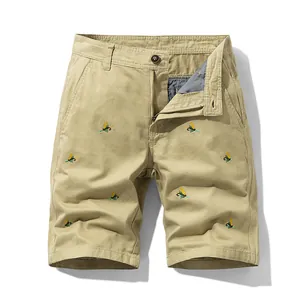 Short cargo kaki pour homme avec broderie libellule style décontracté