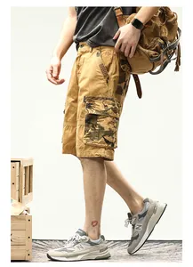 Vintage japanische Streetwear-Cargoshorts mit Camouflage-Seitentaschen für Herren