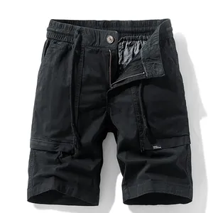 Premium men's black cargo shorts with loose fit and large side pockets for casual wear