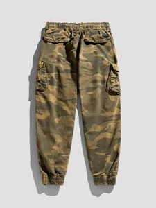 Vintage men's camouflage cargo pants featuring a loose fit with elastic waist and jogger cuffs