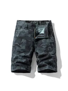 Men's Cotton Camouflage Cargo Shorts Loose Fit American Streetwear Summer Multi-Pocket Tactical Casual Cotton Shorts Bottom