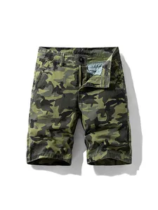 Men's stylish military green camouflage cargo shorts for summer street fashion wear