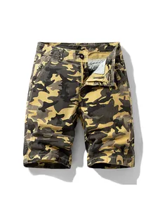 Men's summer camouflage cargo shorts featuring a classic American street style camo print