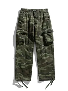 Men's loose-fit camouflage cargo pants with straight leg and large side pockets.