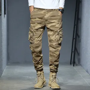 Men's Vintage Camouflage Cargo Pants Loose Multi-Pocket Joggers Cotton Stretch Outdoor Tactical Bottom For Casual Sports